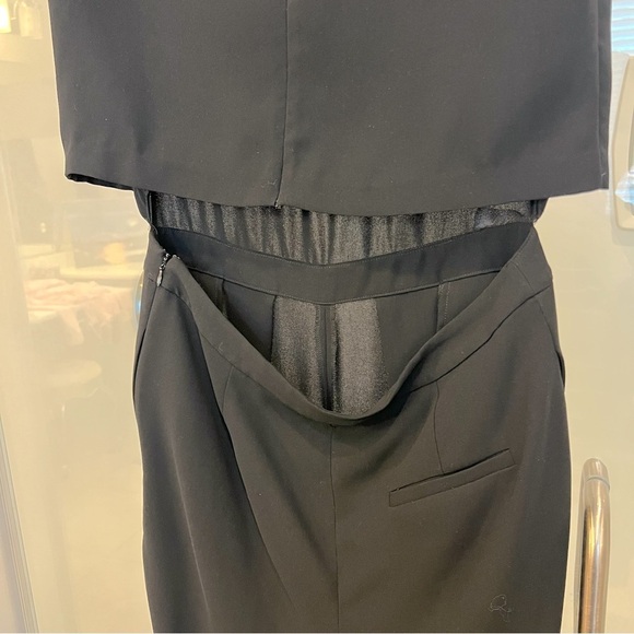 DIANE VON FURSTENBERG Tali Crop Top Open Back Cropped Wide Leg Jumpsuit black,12 - Picture 7 of 16